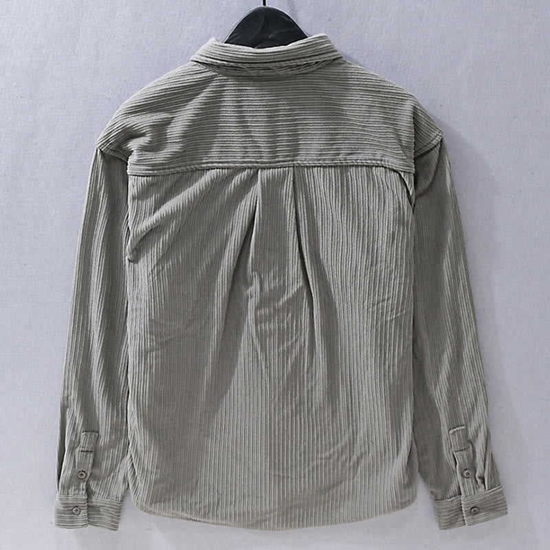 Buddha Stonesメンズ 長袖 ターンダウンカラー ポケット付き コーデュロイ カジュアルシャツ - image 2