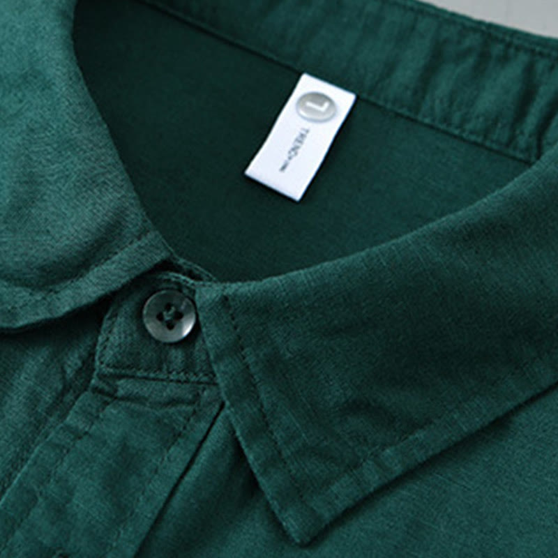 Buddha Stonesメンズ 長袖 ターンダウンカラー ポケット付き 純色 快適コットンシャツ - image 25