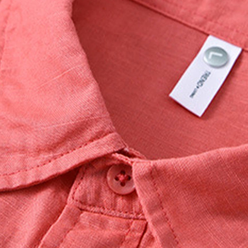 Buddha Stonesメンズ 長袖 ターンダウンカラー ポケット付き 純色 快適コットンシャツ - image 33