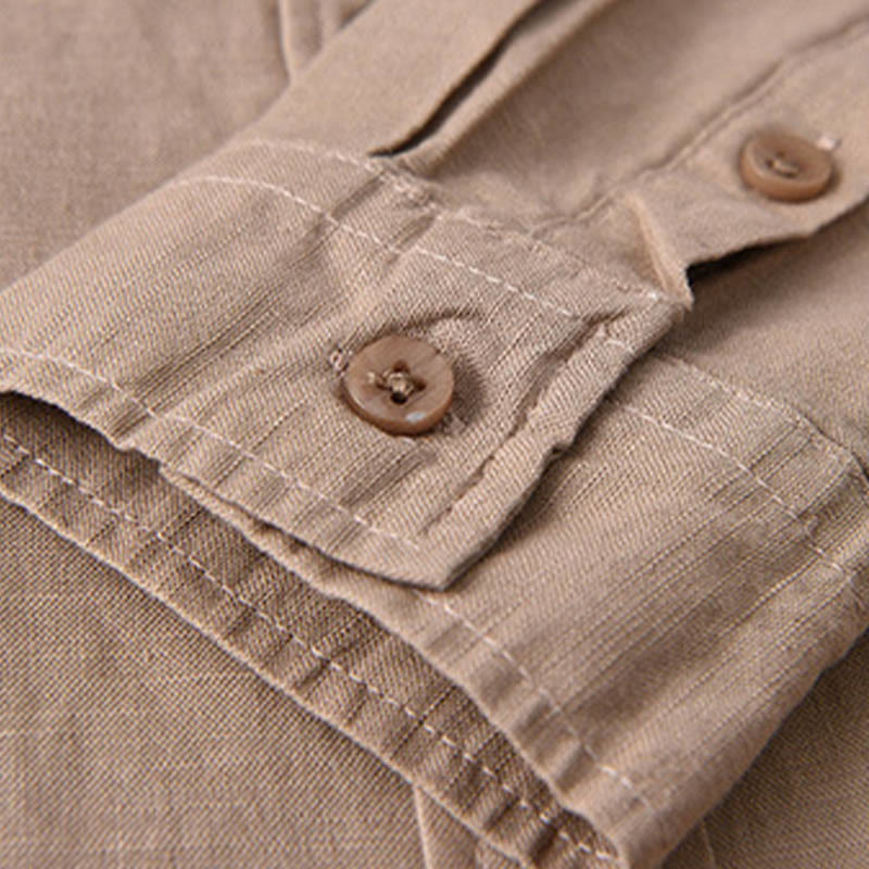 Buddha Stonesメンズ 長袖 ターンダウンカラー ポケット付き 純色 快適コットンシャツ - image 22