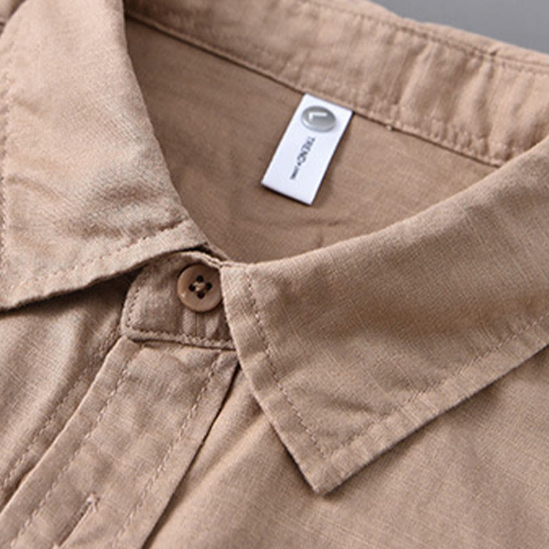 Buddha Stonesメンズ 長袖 ターンダウンカラー ポケット付き 純色 快適コットンシャツ - image 21