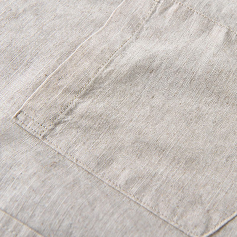 Buddha Stonesメンズ 長袖 ターンダウンカラー ポケット付き 純色 快適コットンシャツ - image 7