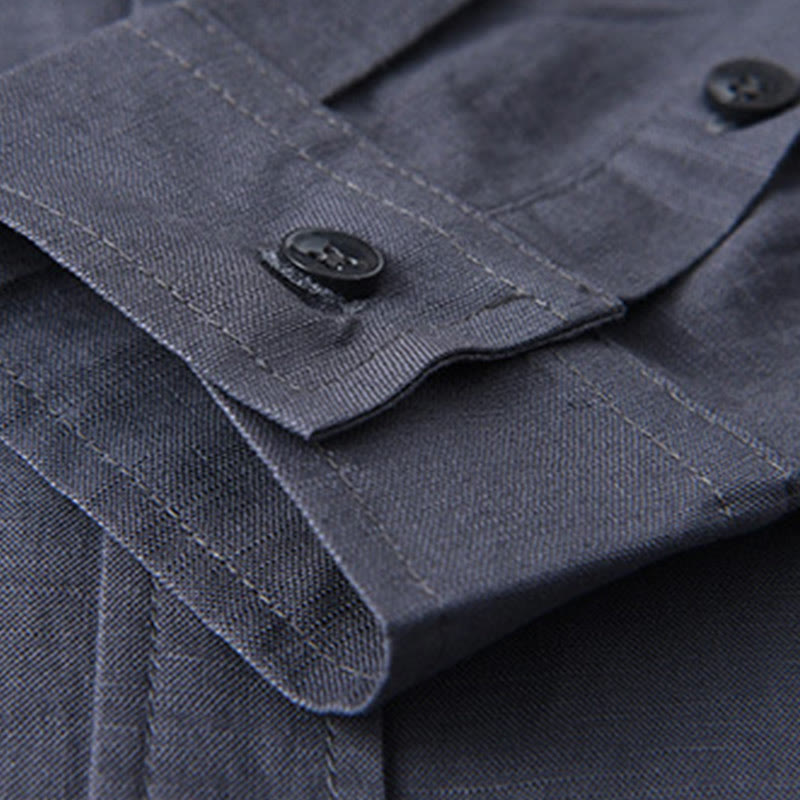 Buddha Stonesメンズ 長袖 ターンダウンカラー ポケット付き 純色 快適コットンシャツ - image 30