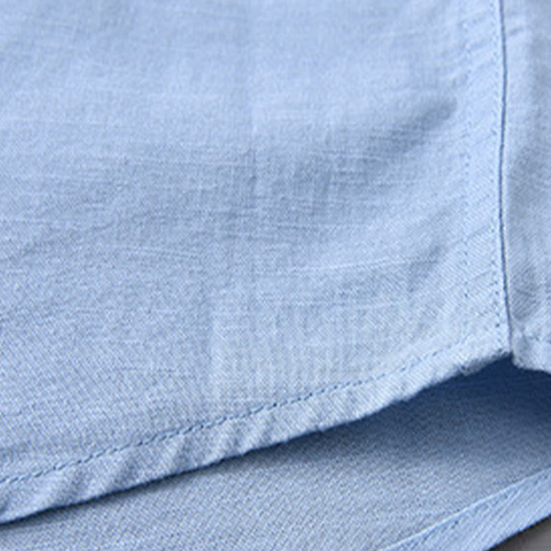 Buddha Stones メンズ 長袖 コットンリネン 無地 スタンドカラー ポケット付き カジュアルシャツ - image 19