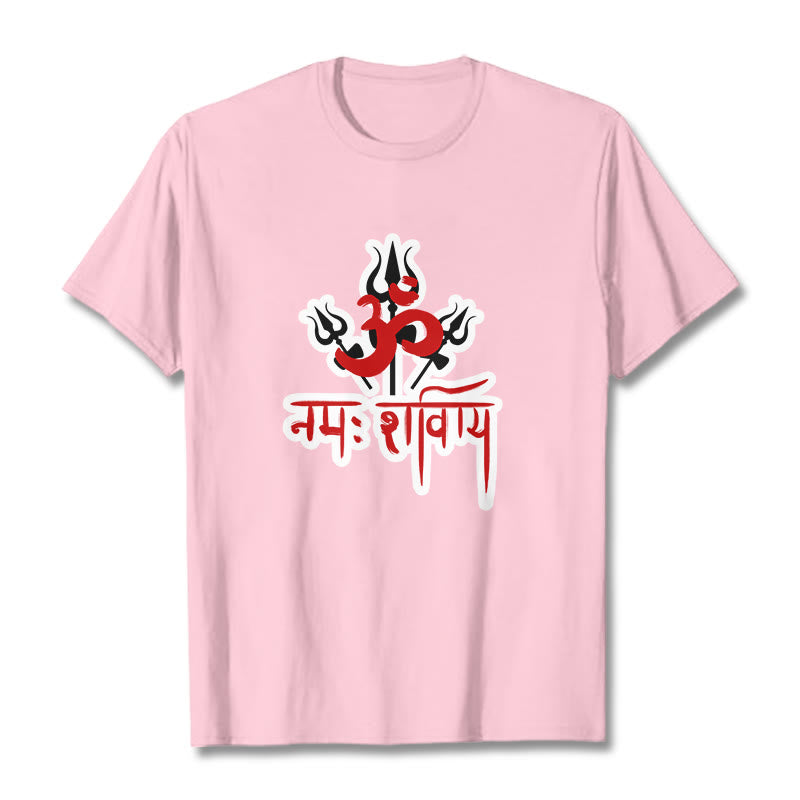Buddha StonesOM NAMAH SHIVAYA 三つの三叉槍 コットンTシャツ - ライトピンク - 2XL - image 10