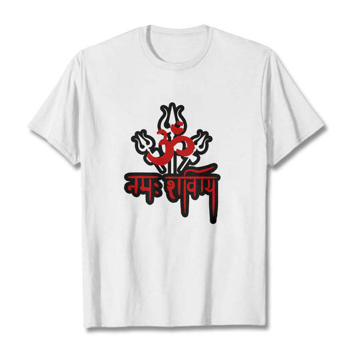 Buddha StonesOM NAMAH SHIVAYA 三つの三叉槍 コットンTシャツ - 白 - 2XL - image 6