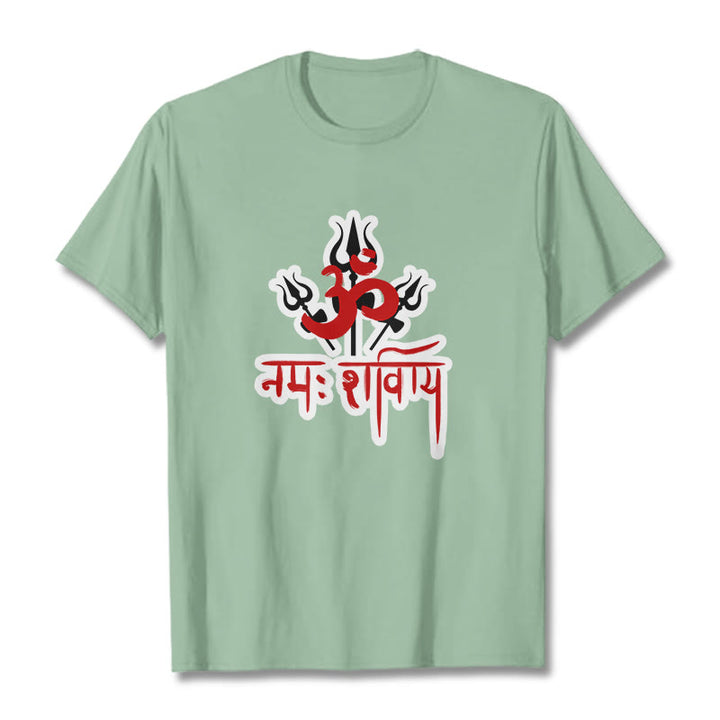 Buddha StonesOM NAMAH SHIVAYA 三つの三叉槍 コットンTシャツ - ペールグリーン - 2XL - image 16