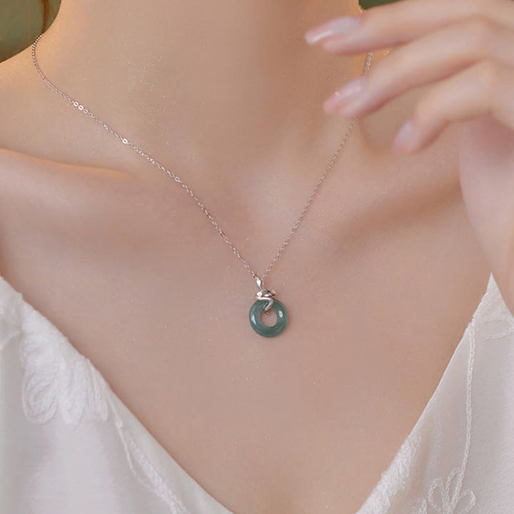 Buddha Stones 925スターリングシルバー 18Kゴールド 翡翠 ピース平和のお守りチャームスピリットスネーク ピースネックレスペンダント - image 2