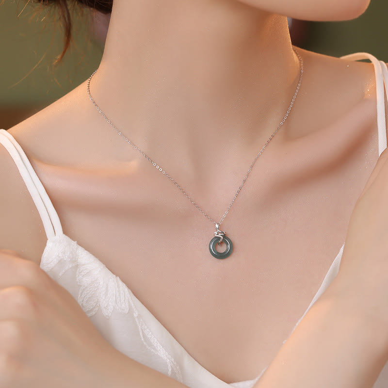 Buddha Stones 925スターリングシルバー 18Kゴールド 翡翠 ピース平和のお守りチャームスピリットスネーク ピースネックレスペンダント - image 3