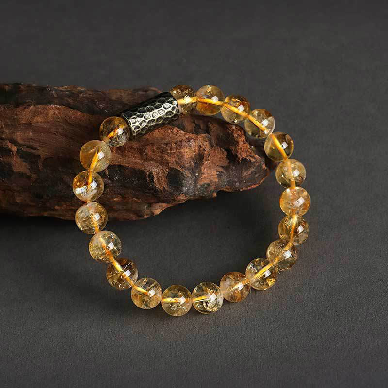 Buddha Stonesシトリン サンダルウッド 菩提樹の種子保護 ダブルラップブレスレット