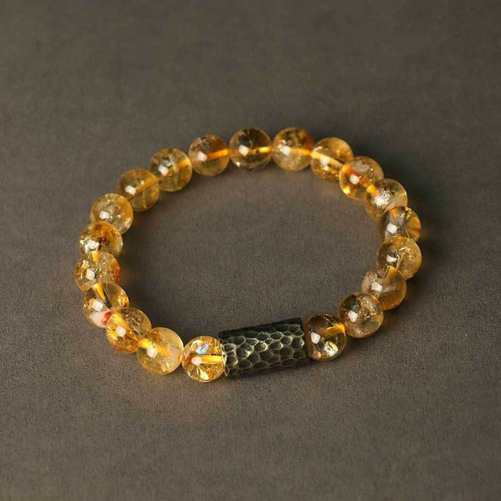 Buddha Stonesシトリン サンダルウッド 菩提樹の種子保護 ダブルラップブレスレット