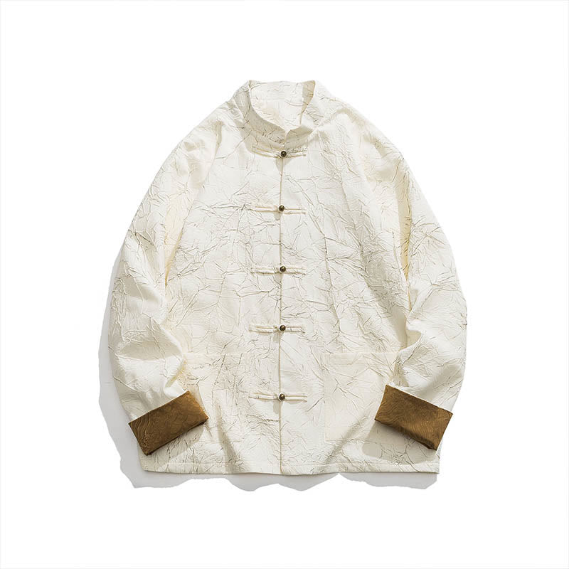 Buddha Stones唐装カジュアルフロッグボタン長袖ナイロンメンズジャケットシャツ衣類 - image 17
