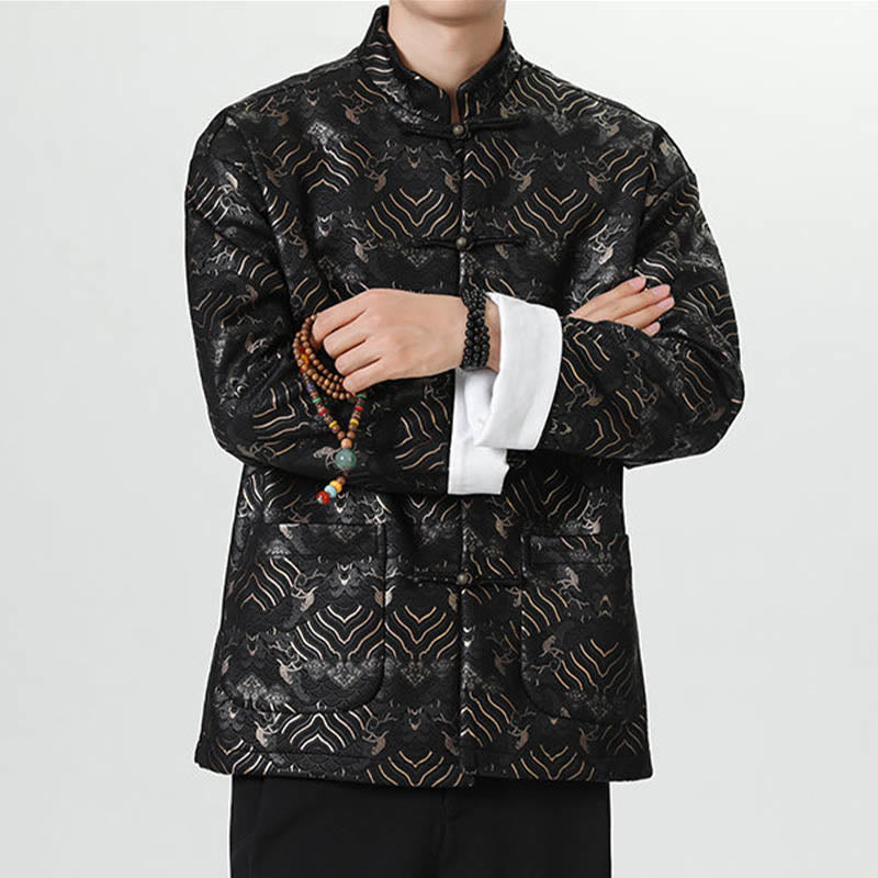 Buddha Stonesカエルボタン 中国唐装 波型 ロングシャツ メンズ ジャケット 衣類 - image 1
