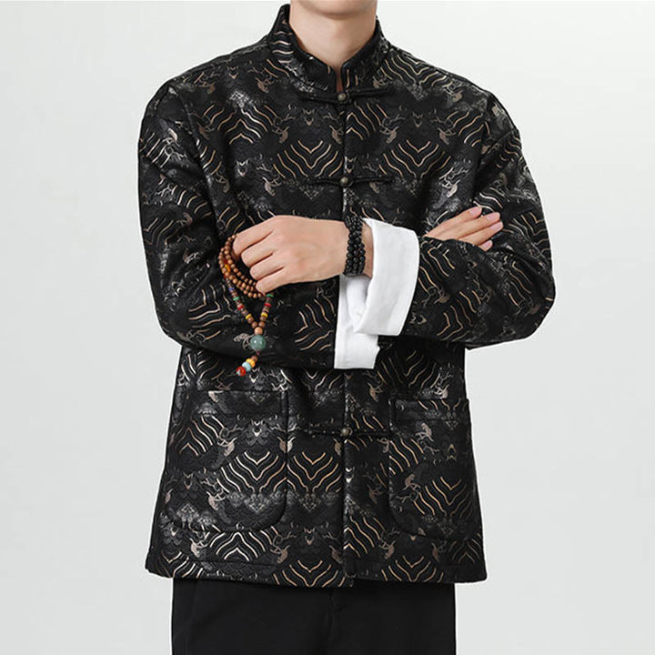 Buddha Stonesカエルボタン 中国唐装 波型 ロングシャツ メンズ ジャケット 衣類 - image 1