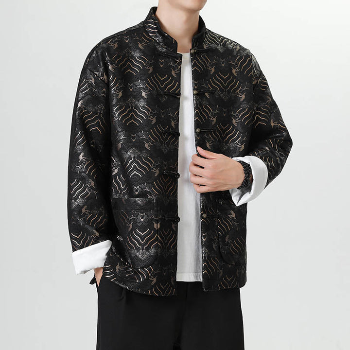 Buddha Stonesカエルボタン 中国唐装 波型 ロングシャツ メンズ ジャケット 衣類 - image 2