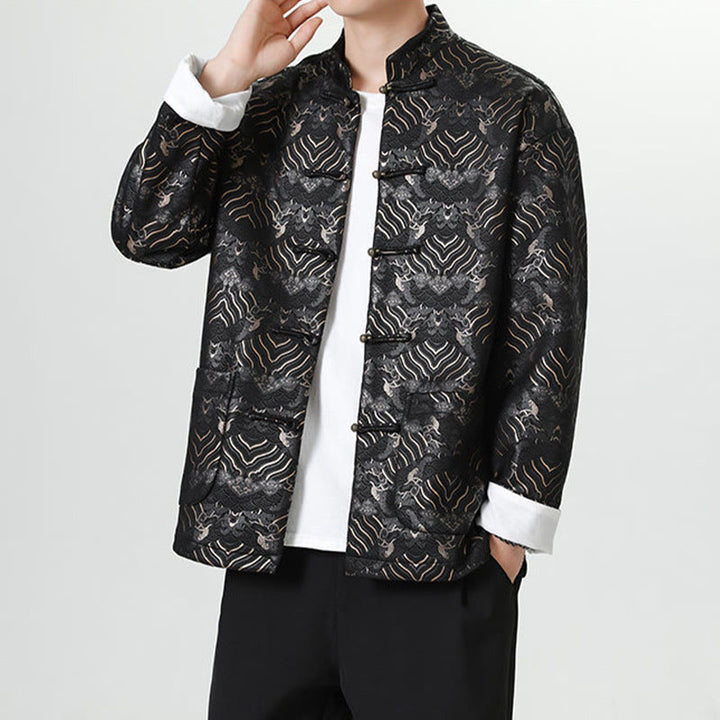 Buddha Stonesカエルボタン 中国唐装 波型 ロングシャツ メンズ ジャケット 衣類 - image 5