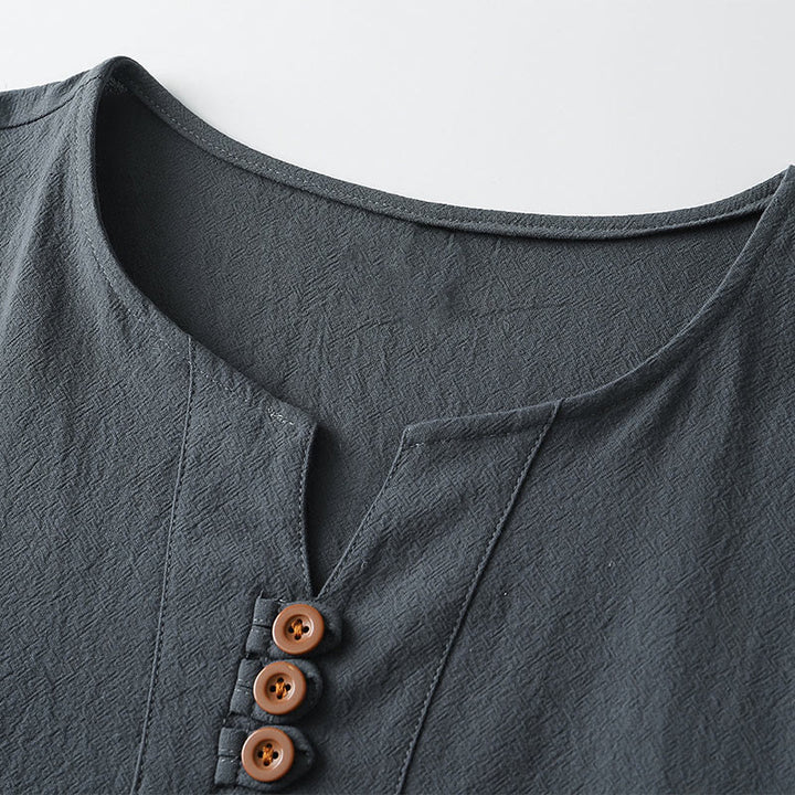 Buddha StonesメンズTシャツ 無地 半袖 3つボタン Vネック ソフトシャツ - image 3