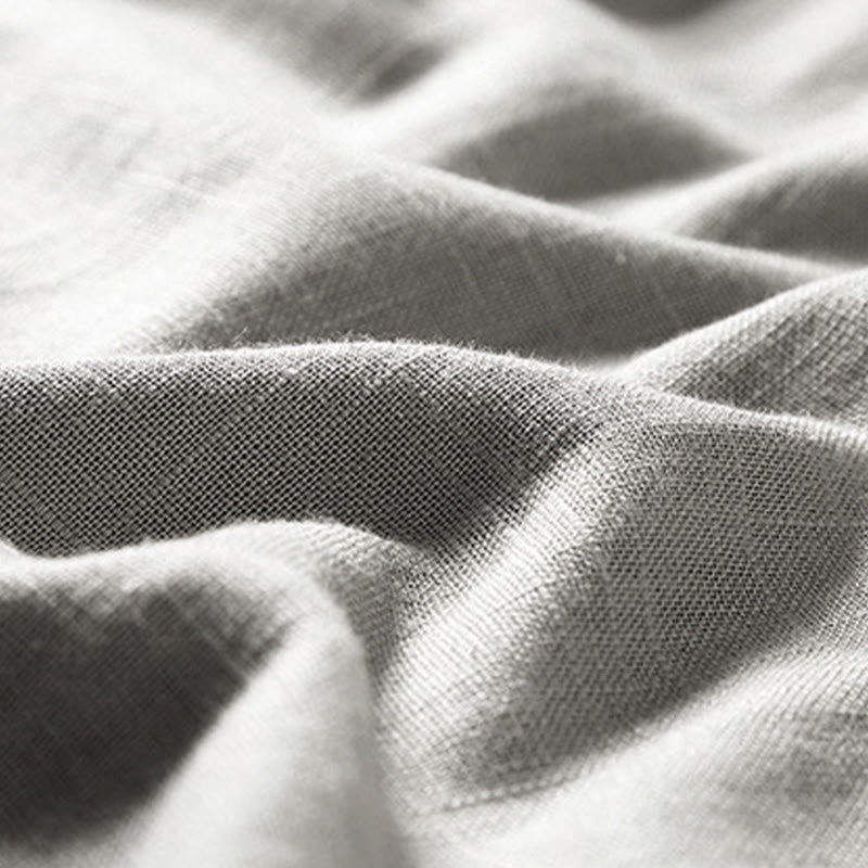 Buddha Stonesゆったりメンズシャツ 無地 ノッチネック トップス 半袖 快適 ボタン 通気性 コットンリネンシャツ - image 12