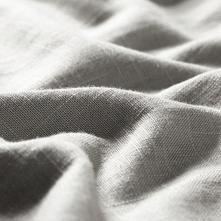 Buddha Stonesゆったりメンズシャツ 無地 ノッチネック トップス 半袖 快適 ボタン 通気性 コットンリネンシャツ - image 12