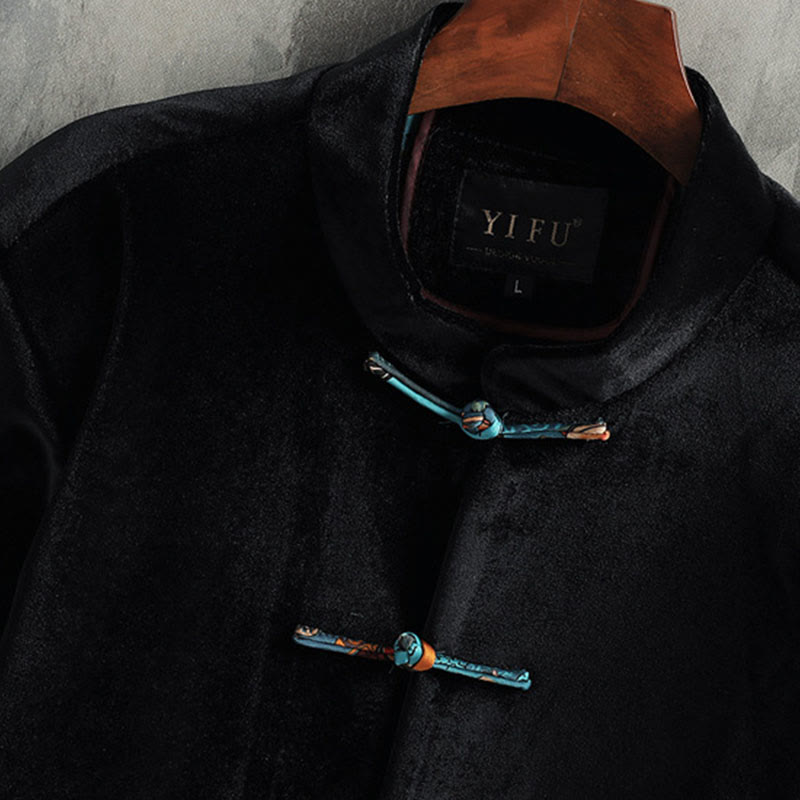 Buddha Stones唐装カエルボタンラウンドネックコットンメンズジャケットシャツ衣類 - image 7