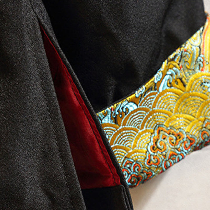 Buddha Stones刺繍龍鳳凰カジュアルフロッグボタンコットンメンズジャケットシャツ服 - image 12