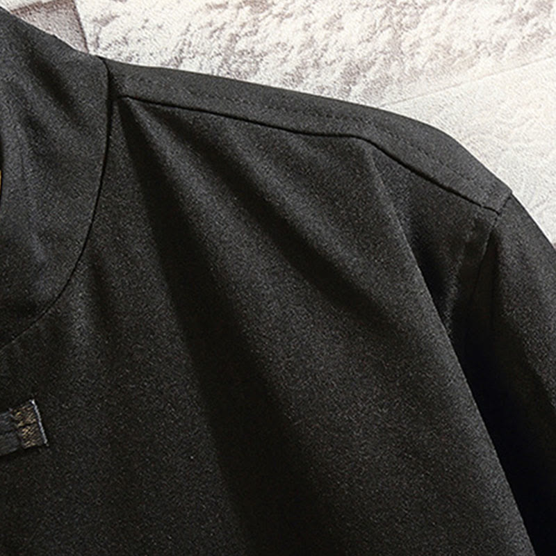 Buddha Stones刺繍龍鳳凰カジュアルフロッグボタンコットンメンズジャケットシャツ服 - image 4