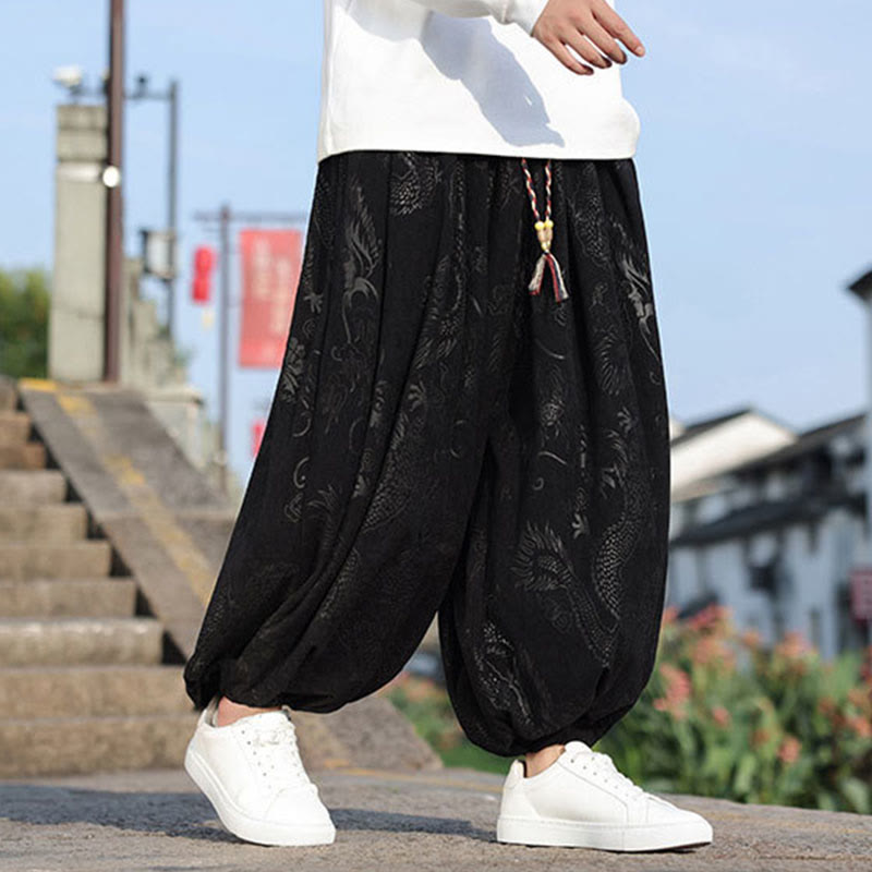 Buddha Stones龍模様カジュアル無地コットンメンズパンツ（ポケット付き） - image 11