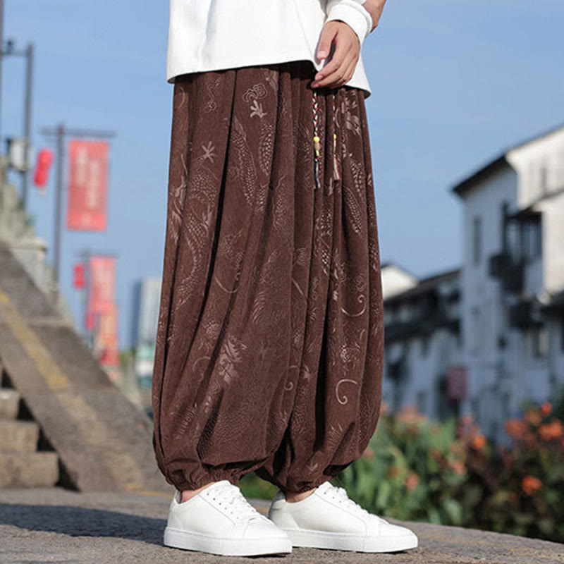 Buddha Stones龍模様カジュアル無地コットンメンズパンツ（ポケット付き） - image 6