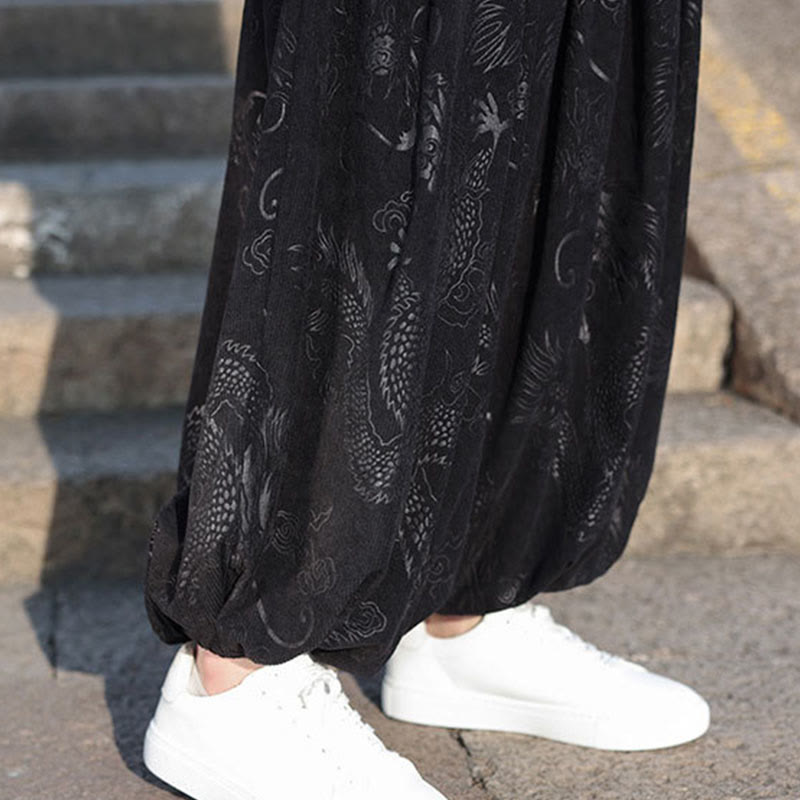 Buddha Stones龍模様カジュアル無地コットンメンズパンツ（ポケット付き） - image 20