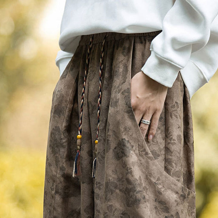 Buddha Stonesカジュアルフラワーコーデュロイコットンメンズパンツ（大きなポケット付き） - image 10