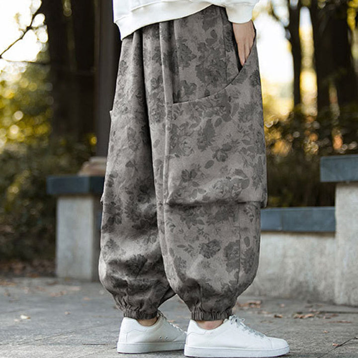 Buddha Stonesカジュアルフラワーコーデュロイコットンメンズパンツ（大きなポケット付き） - image 18