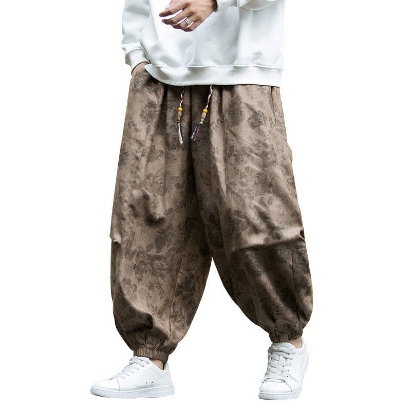 Buddha Stonesカジュアルフラワーコーデュロイコットンメンズパンツ（大きなポケット付き） - image 14