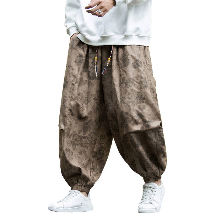 Buddha Stonesカジュアルフラワーコーデュロイコットンメンズパンツ（大きなポケット付き） - image 14