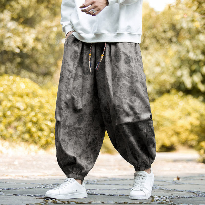 Buddha Stonesカジュアルフラワーコーデュロイコットンメンズパンツ（大きなポケット付き） - image 16