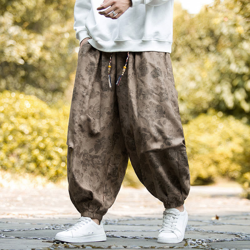 Buddha Stonesカジュアルフラワーコーデュロイコットンメンズパンツ（大きなポケット付き） - image 1