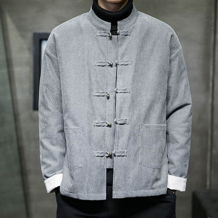Buddha Stones無地 カエルボタン メンズ ジャケット シャツ 衣類 - グレー - US/UK/AU46、 EU56 (5XL) - image 16