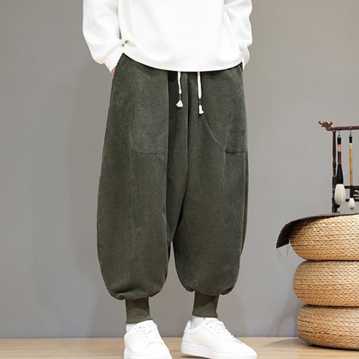Buddha Stonesカジュアル 無地 コットン メンズ ハーレムパンツ ポケット付き - image 25