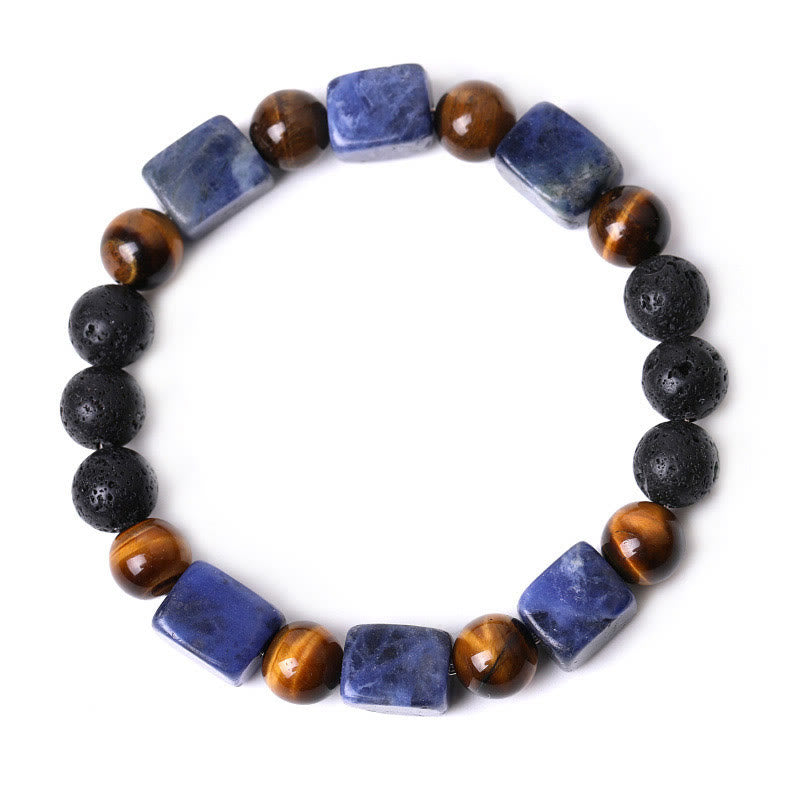 Buddha Stones各種クリスタルキューブアメジスト溶岩石サポートブレスレット