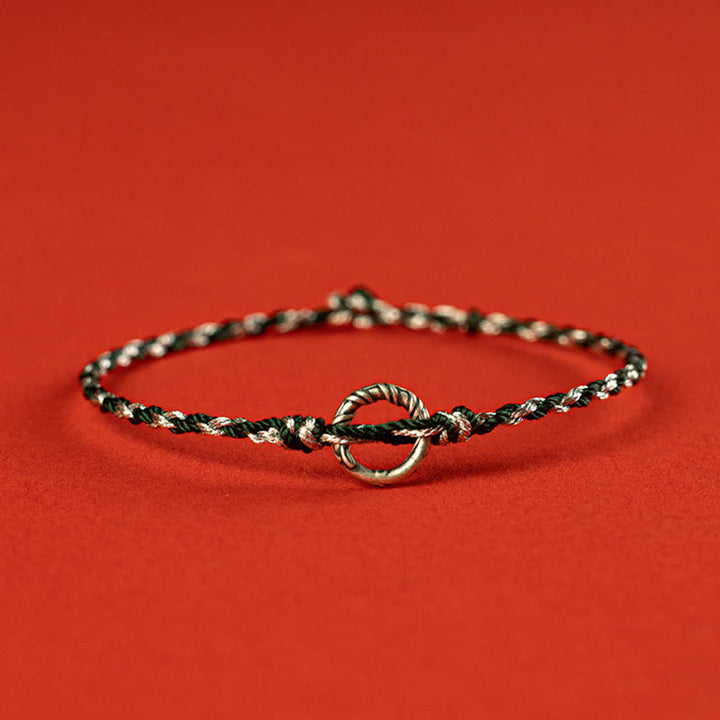 Buddha Stones925スターリングシルバー ピース平和のお守りチャーム幸運のストリングブレスレット - 黒 - 19cm - image 13