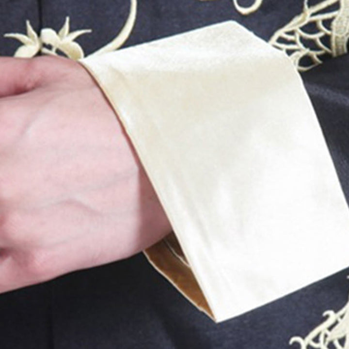 Buddha Stones刺繍ドラゴン折り返し袖カジュアルフロッグボタンポリエステル繊維メンズジャケットシャツパンツ衣類 - image 17