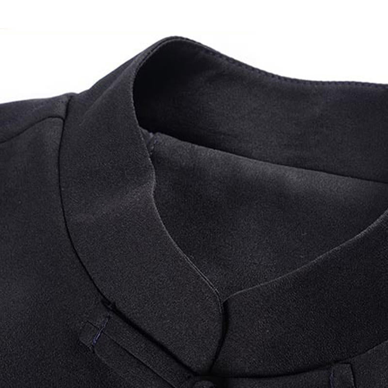 Buddha Stones龍刺繍カエルボタンポリエステルメンズジャケットシャツポケット付き - image 8