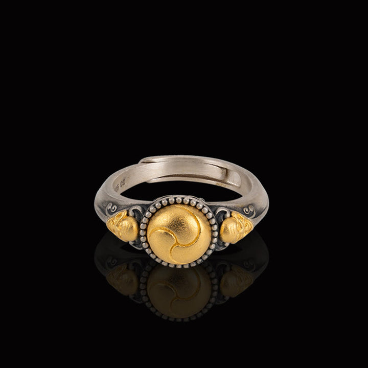 Buddha Stones925スターリングシルバー ゴールドメッキ スケルトンバランス 調節可能リング - image 7