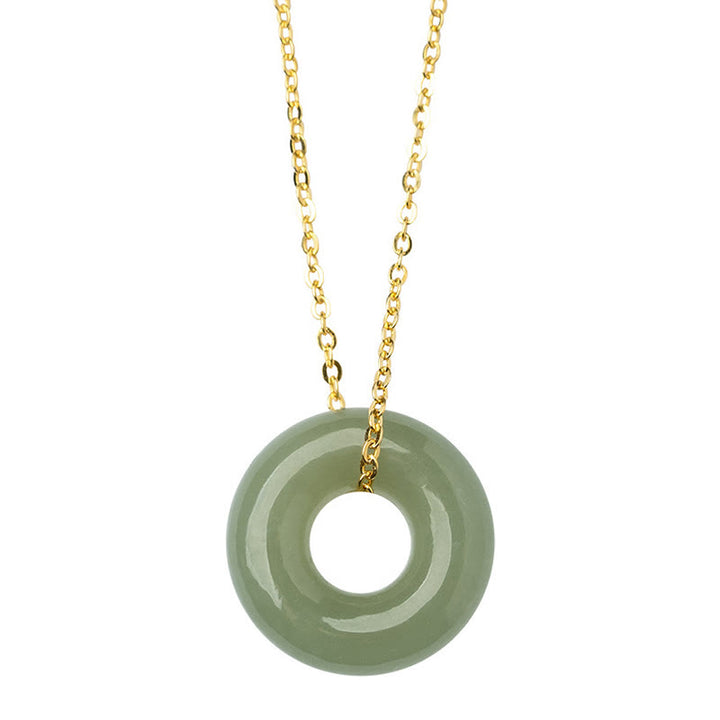 Buddha Stones 925スターリングシルバーメッキゴールド和田翡翠平和のお守りチャームネックレスペンダント - image 11