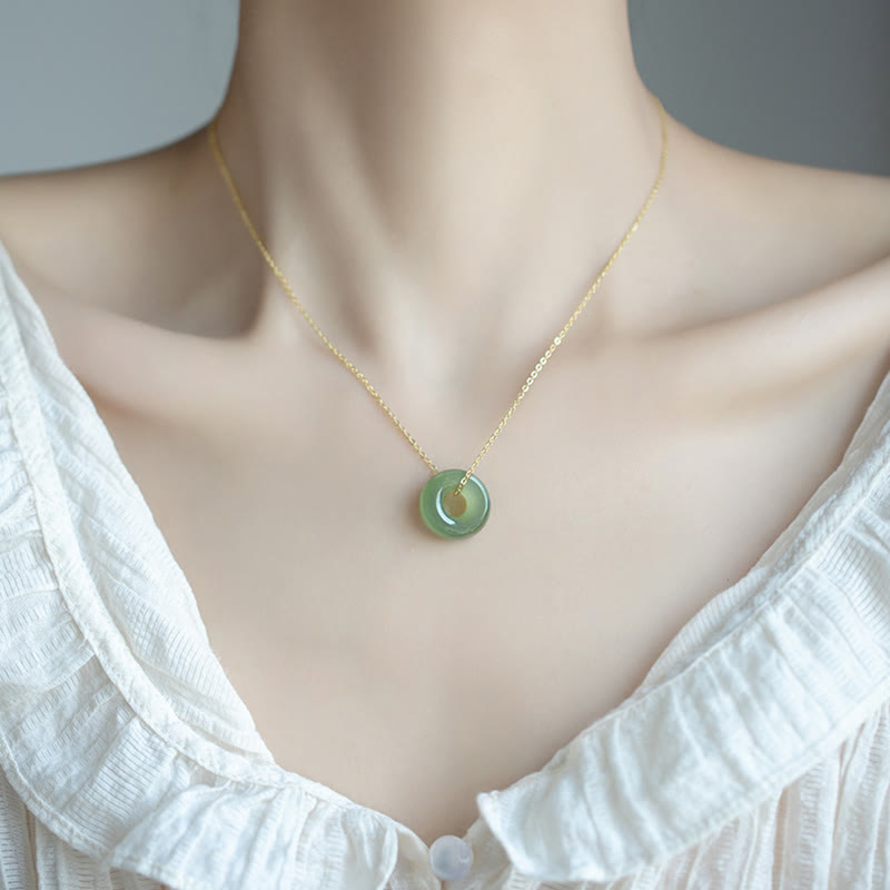 Buddha Stones 925スターリングシルバーメッキゴールド和田翡翠平和のお守りチャームネックレスペンダント - image 4