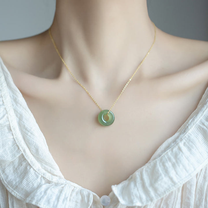 Buddha Stones 925スターリングシルバーメッキゴールド和田翡翠平和のお守りチャームネックレスペンダント - image 4