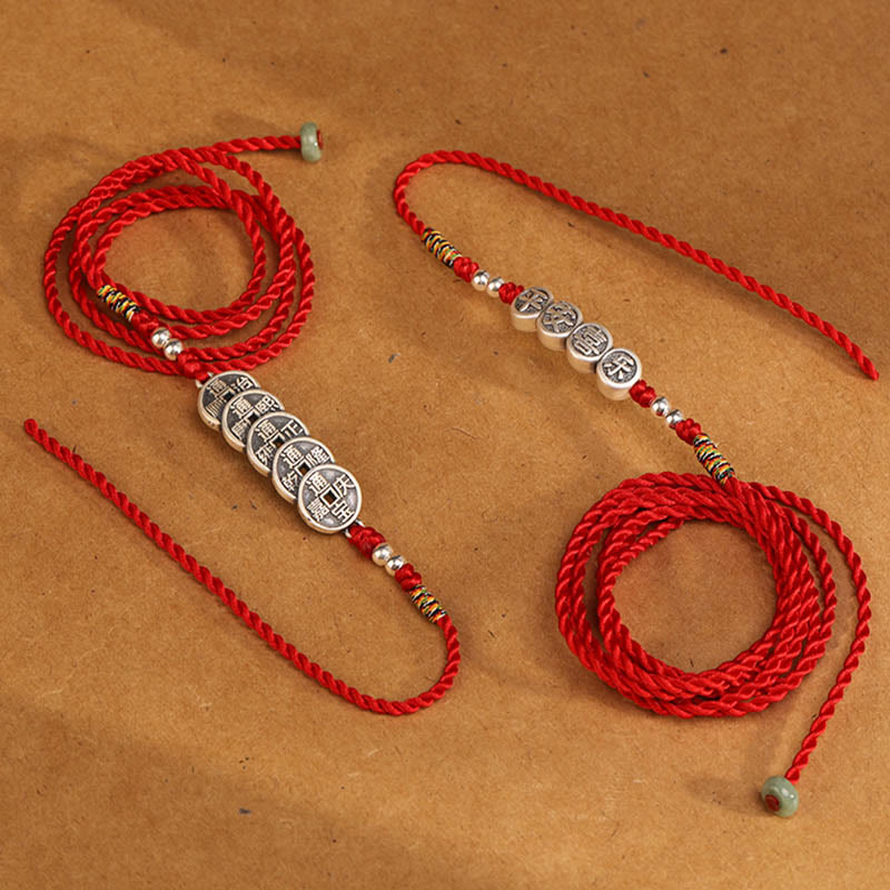 Buddha Stones999 スターリングシルバー 祝福の赤い紐のベリーチェーン