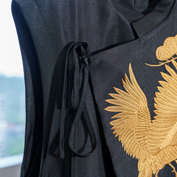 Buddha Stonesヴィンテージ刺繍金鶴雲模様ベスト - image 1