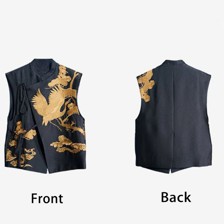 Buddha Stonesヴィンテージ刺繍金鶴雲模様ベスト - image 4