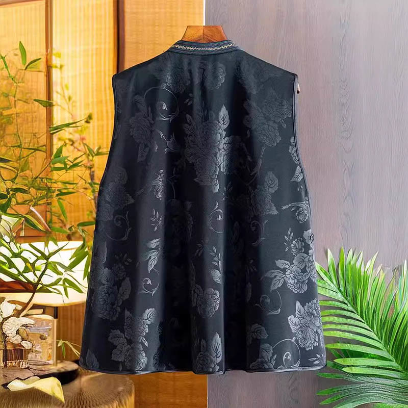 Buddha Stonesヴィンテージ刺繍カラフルな雲花柄ベスト - image 1