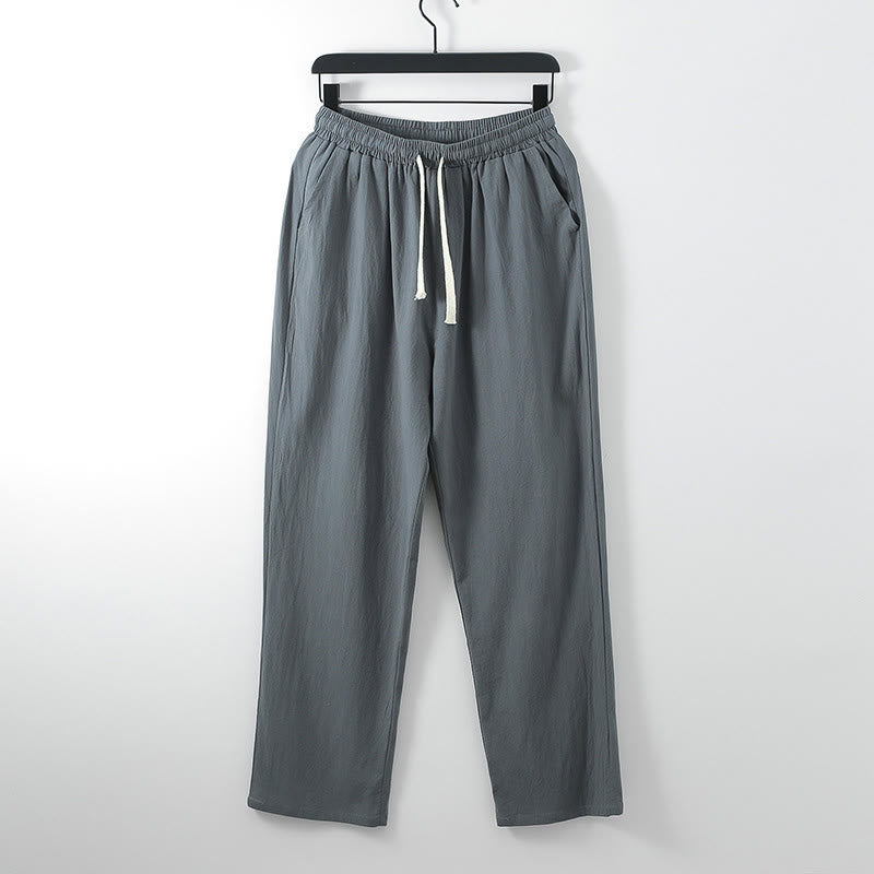 Buddha Stonesクロスカラーコットン唐装漢服トップスパンツメンズセット - image 2